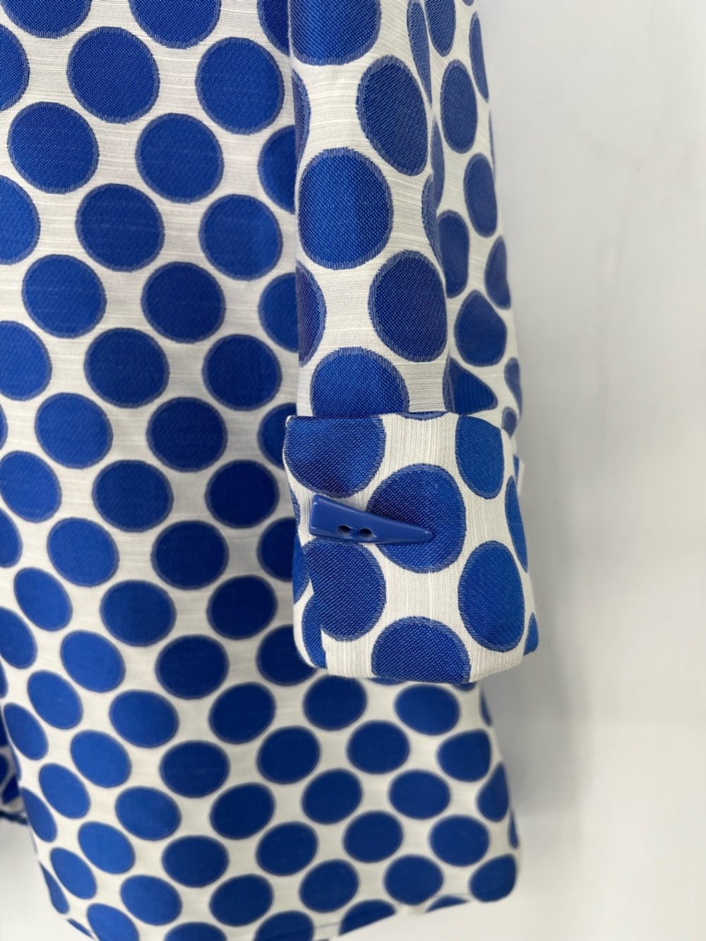 Bala Bala Jacket‎ Coat Lightweight Festive Polka Dot Blue Swing Jacket Toggle - Picture 11 of 13